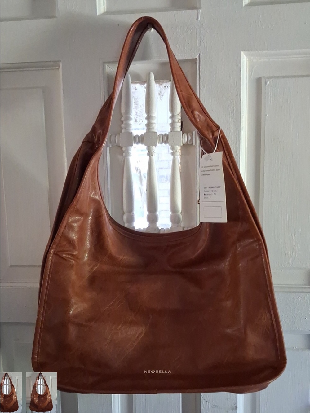NEWBELLA Cognac Leather Hobo Bag